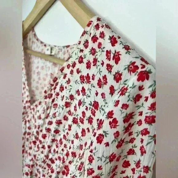 Billabong Red & White Floral Midi Dress XS V-Neck Garden Girl Euro Summer Dress - Picture 5 of 16